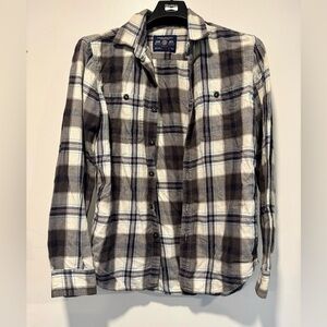 American Eagle Outfitters Men’s Charcoal & White Plaid Button-Down Shirt